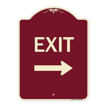 Signmission Exit With Right Arrow 3 Heavy-Gauge Aluminum Architectural Sign, 24" H, 18" L, BU-1824-24045 A-DES-BU-1824-24045